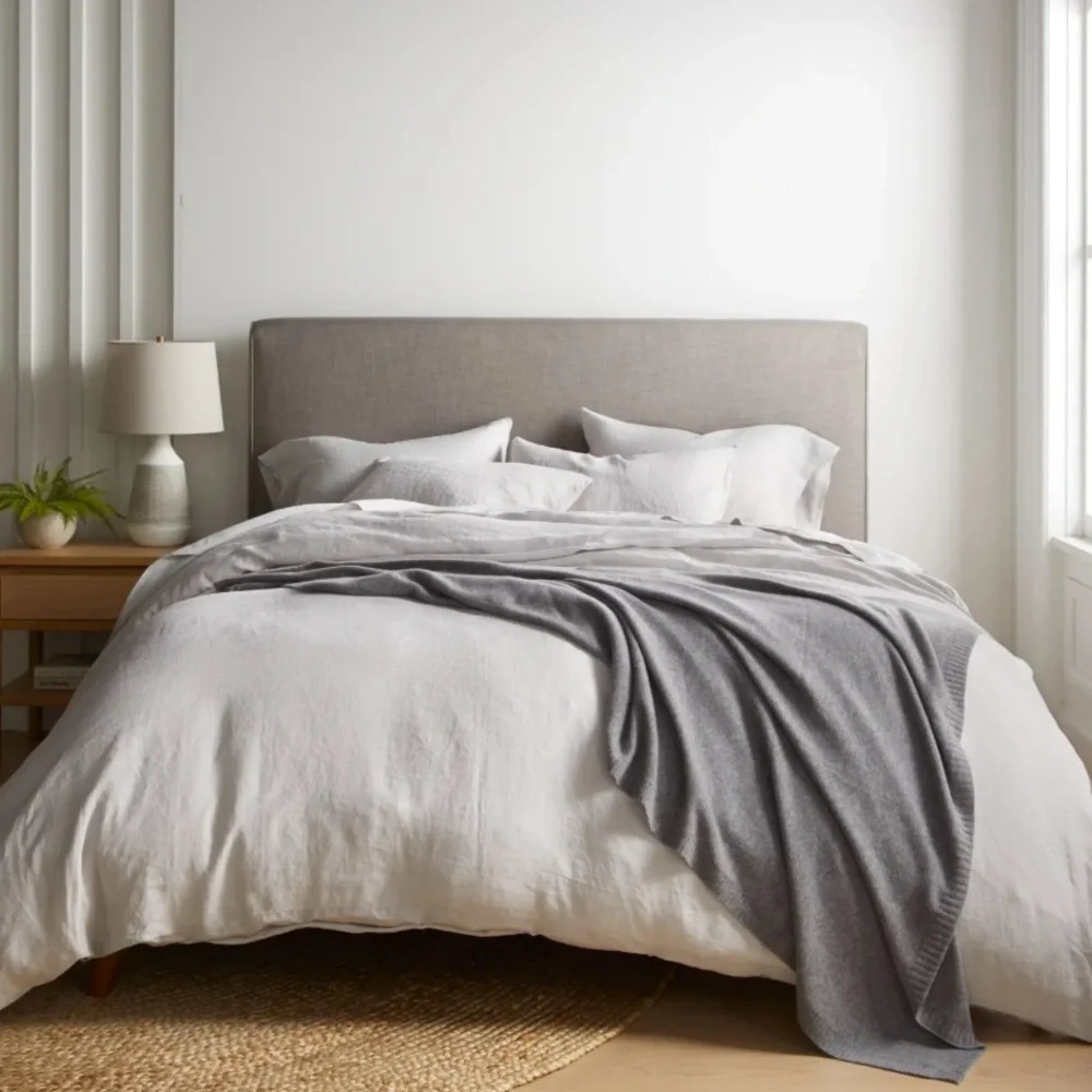 Quince Light Gray Linen Duvet Cover Set